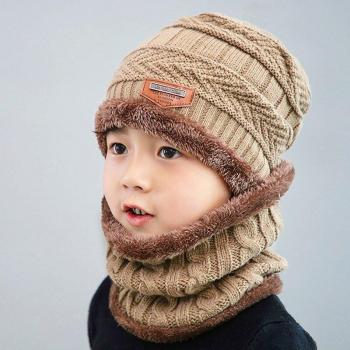 Warm Knit Hat and Ring Scarf Set for Kids