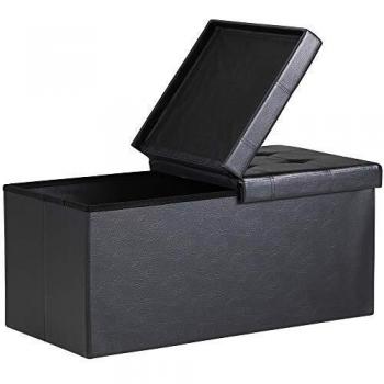 Compact Black Storage Bench 80x40x40cm