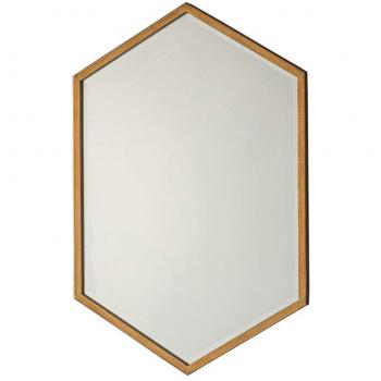 Helston Large Gold Metallic Geometric Decorative Overmantle Mirror 35.5 inches x 23.5 inches