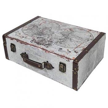 HMF Deko Koffer im Vintage-Stil, Weltkarte, 38 x 26 x 13 cm