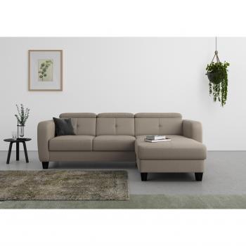 Ecksofa Belluci L‑Form von SIT&MORE – Beige (Savannah) – mit Federkern, wählbar als Schlafbett und Bettkasten