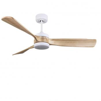 Ventilateur plafond 26W Fabrilamp – 3 pales hêtre, 132°, 6 vitesses, 3 couleurs disponibles, 295