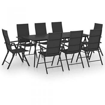 VidaXL Set da Pranzo da Giardino 9 pz Nero