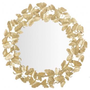 Miroir mural 87 cm de diamètre, feuilles d’or