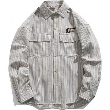 Japanese Retro College Style Hip Hop Shirt for Men