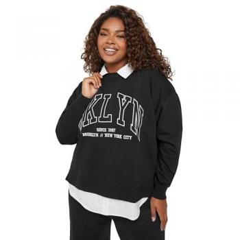 Yours Curve Black BKLYN 2-en-1 T-shirt coupe athlétique