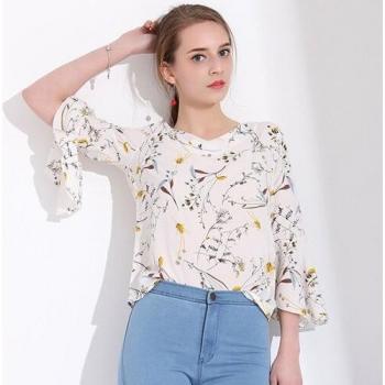 Summer Floral Long Sleeve Blouse