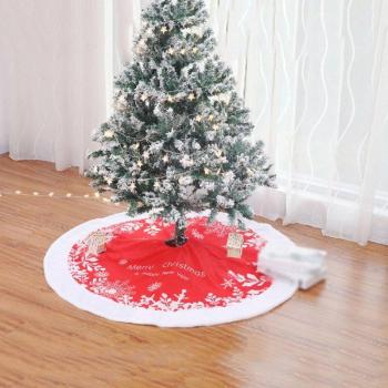Christmas Tree Skirt with Embroidered Snowflakes in Silver and Gold