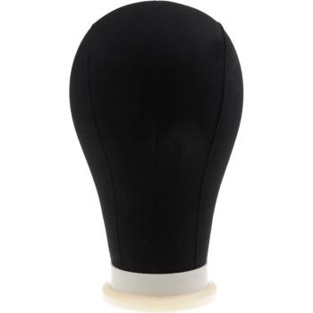 22 Inch Black Canvas Wig Head for Styling and Display, Includes 10 Pins