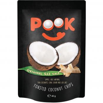 Pook Coconut Chips with Natural Sea Salt Seasoning, 6-Pack of 40g Bags