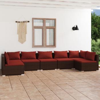 VidaXL 7-Component Garden Seating Set – Brown PE Rattan & Cushion Bundle
