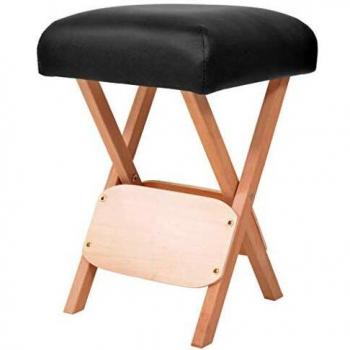 Folding Massage Stool with 12 cm Thick Seat in Black