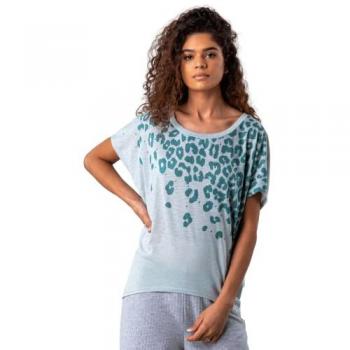 Green Animal Print T-Shirt with Diamante for Women