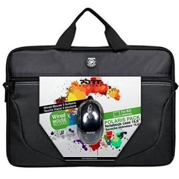 Manhattan Black Nylon/Polyester Laptop Backpack – 15.6” Top Loading, Padded Protection, USB Mouse