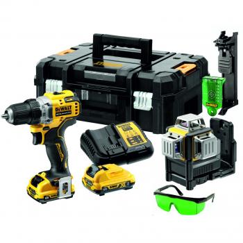 Perceuse visseuse & laser vert DeWALT (DCD701 + DCE089) en TSTAK