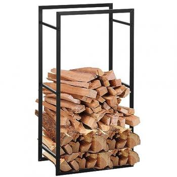 Porte bûches en métal noir pour intérieur et extérieur 50 x 30 x 100 cm
