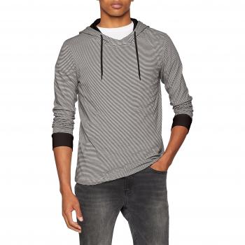 Kapuzierter Hoodie “Stripe” von Urban Classics – M, Schwarz/Weiß