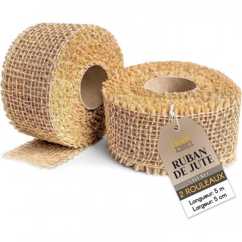 Lot Doux Décor: 2 Rubans Jute Beige, 5 cm × 5 m