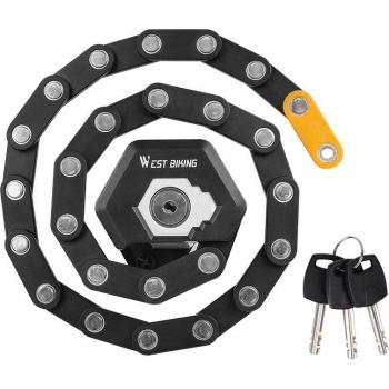 Candado plegable de seguridad para bicicleta, cadena de 26 secciones, aleación de acero, 3 llaves