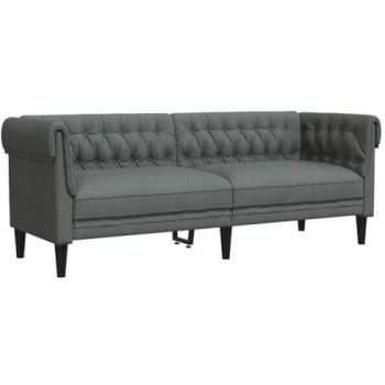LifeStyle Chesterfield Sofa – Dark Grey – 201.5 × 74.5 × 74.5 cm – Fabric – vidaXL