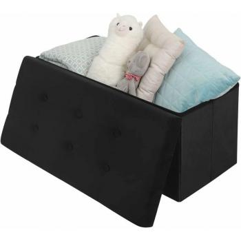 Tabouret Pliable en Velours Noir WOLTU 76x37,5x38cm