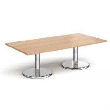 Pisa Beech Rectangular Coffee Table – 1600mm x 800mm with Chrome Round Bases