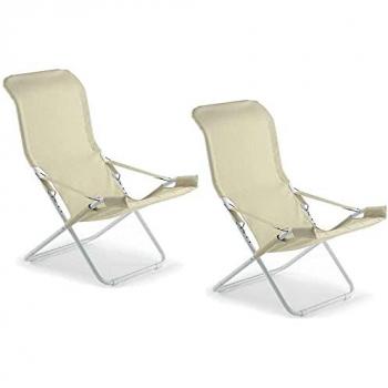 Silla de jardín Fiam Fiesta con base de acero blanco y tela de yute 127BSJUT x 2