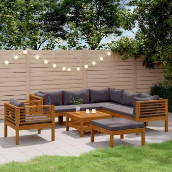 Set de jardín 8 pzas con cojines de madera de acacia