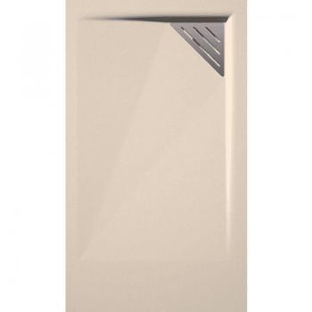 Receveur de douche en résine minérale 80x160 cm Trinity beige grille à gauche extra plat