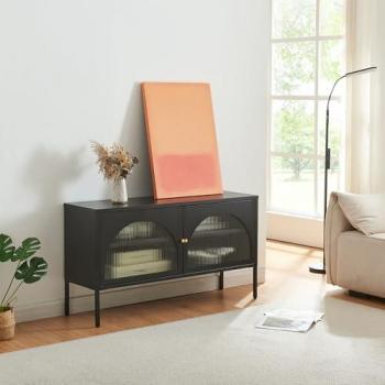 Matt schwarzer TV-Schrank Karlskrona 115x35x64 cm