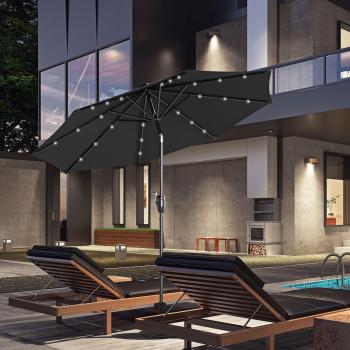 24 LED Solar-Powered Parasol Umbrella with Hand Crank