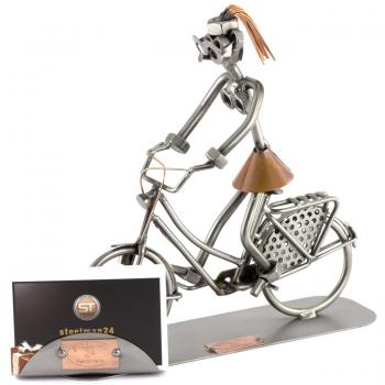 Metallfigur Steelman24: Hollandrad mit Visitenkartenhalter – Made in Germany