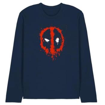 Marvel Unisex Navy L Female Deadpool Paint Logo Long Sleeve Top
