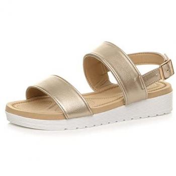 Ajvani Gold Low‑Wedge Faux Leather Strappy Platforms (Size 7)