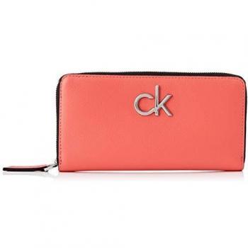 Calvin Klein Portefeuille Re-lock Ziparound Lg, Femme, Rouge (Corail)