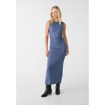 Stradivarius Indigo Long Dress with Open Back L