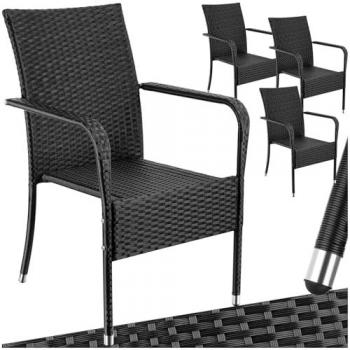 Tectake® Rattanstuhl, bodenschonend, 4er Set, 120 kg