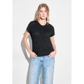 Cecil Ajour T-Shirt 63 % Polyester, 34 % Viskose, 3 % Elasthan – Schwarz