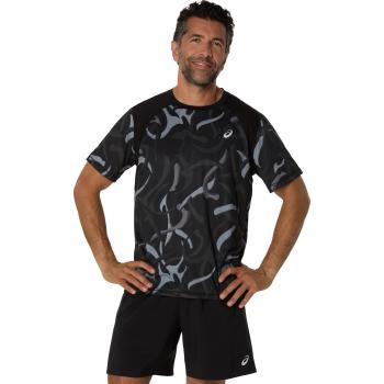 ASICS Herren T-Shirt „All Over Print Road“ – Schwarzes Modell, Größe M