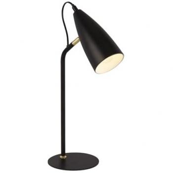 Lampada Da Scrivania Stilo Acciaio Nero e Oro 1 Luce E14