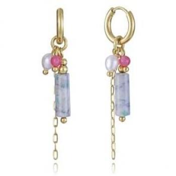 Pendientes de Aro Viceroy con Perla Cultivada y Piedras Naturales