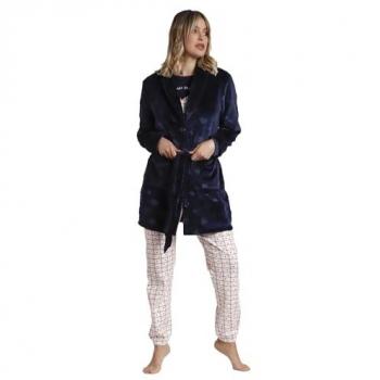 Admas Bata de Mujer Manga Larga Azul Marino