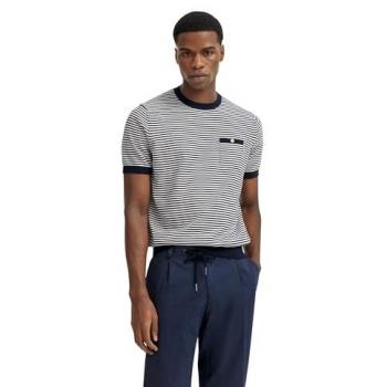 Breitstoff-T-Shirt mit Brusttasche, marine