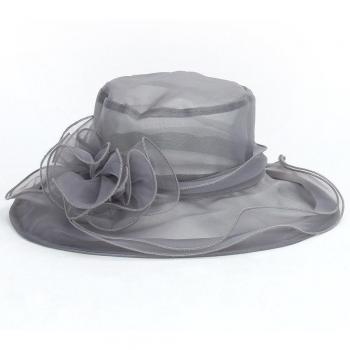 Frauen Weit Rand Kentucky Derby Sonnenhut Organza Hochzeit Tee Party Kirche Blau