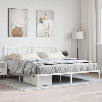 Lit Adulte avec Rangement Blanc 193x203 cm