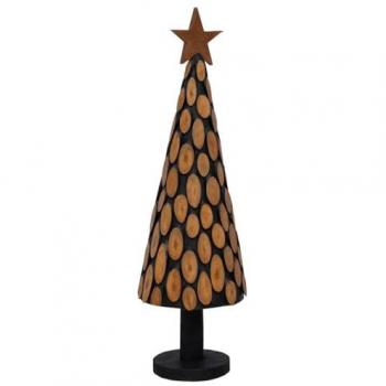 Sapin de Noël Marron 149 cm en Bois de Teck avec Support