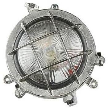 IP44 Outdoor Bullauge Lampe aus Messing mit maritimer Riffelglas‑Optik