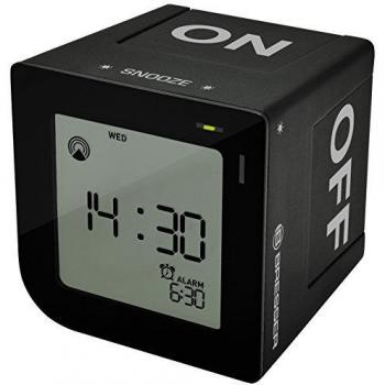 Bresser Funkschalt-FlipMe Wecker – Crescendo Alarm, LCD Schwarz