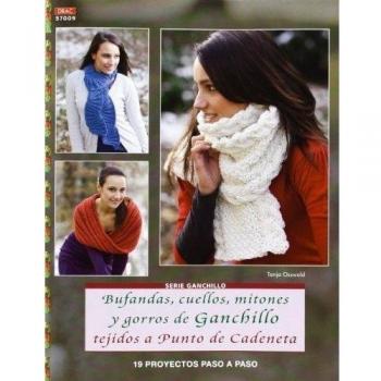 Bufandas, cuellos, mitones, gorros de ganchillo tejidos con punto de canaleta