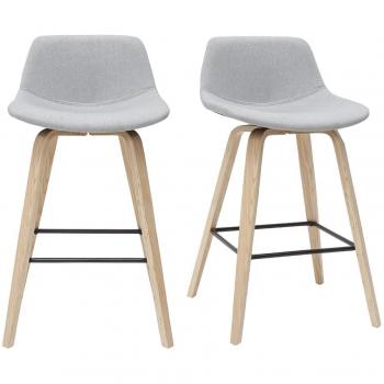 Sgabelli da bar scandinavi grigio chiaro e legno h 65 cm (set di 2) Miliboo